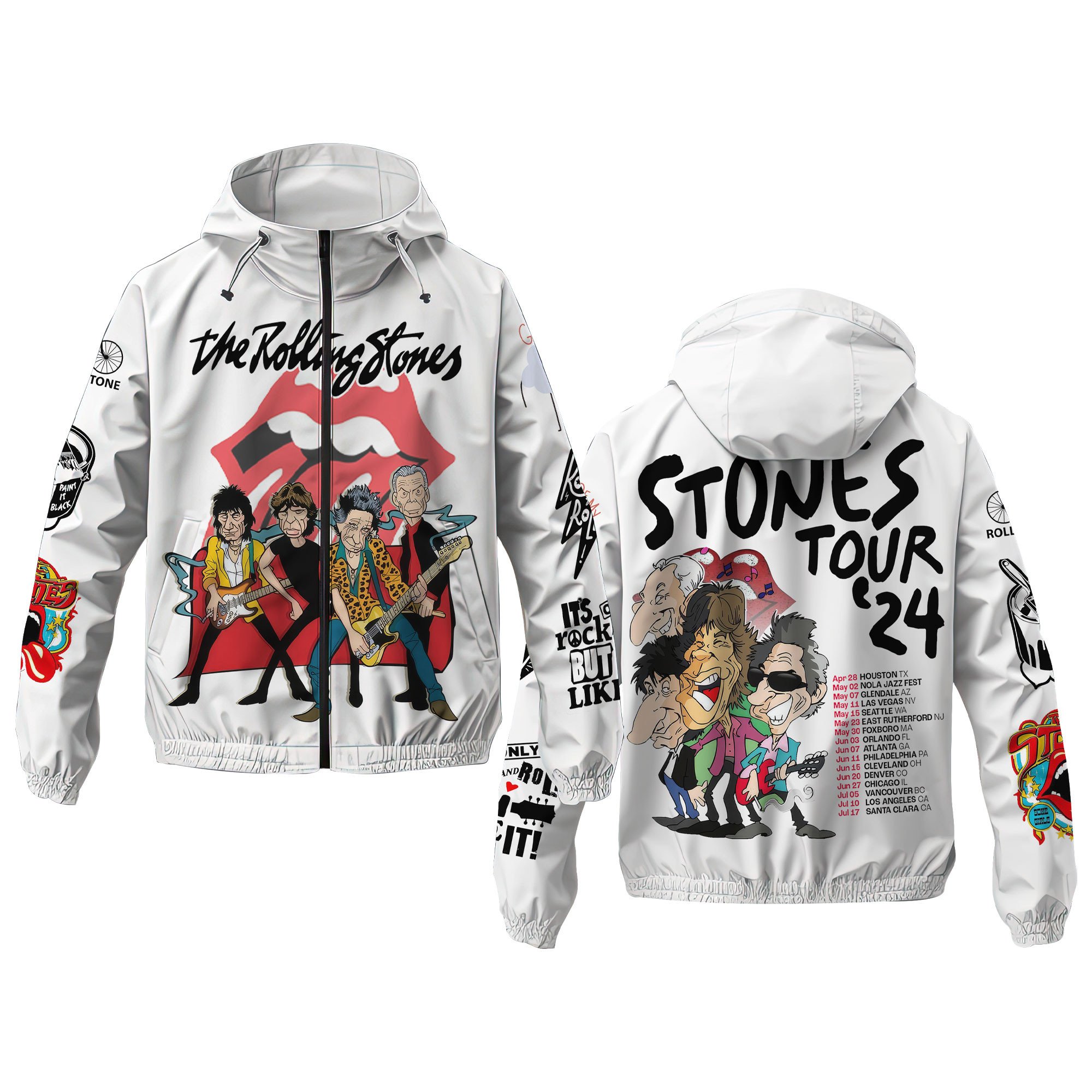The Rolling Stones Music Windbreaker Outdoor Jacket