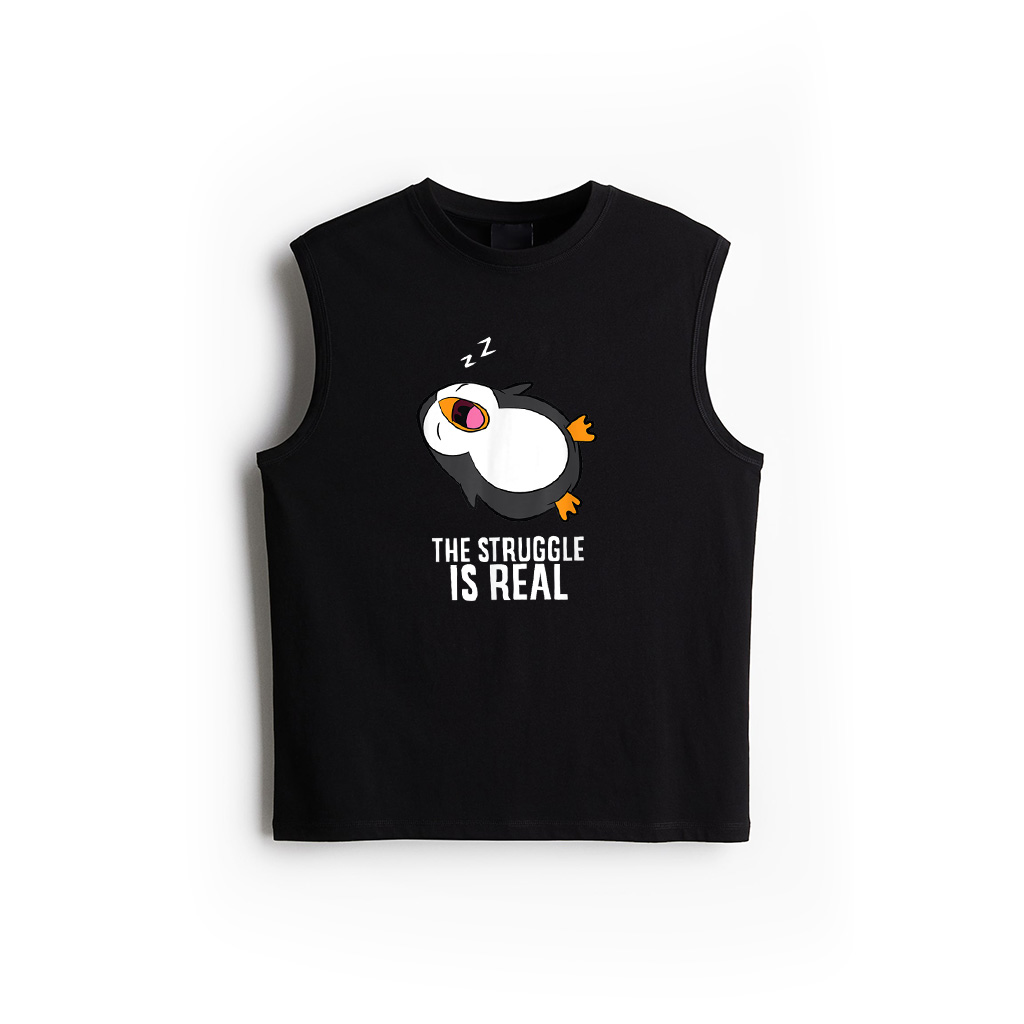 Tired Penguin Pyjama Lazy Penguin The Struggle Is Real Tank Top