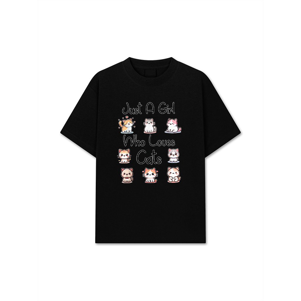 Toddler Just A Girl Who Loves Cats Women Kids Cute Kitty Cat T-Shirt
