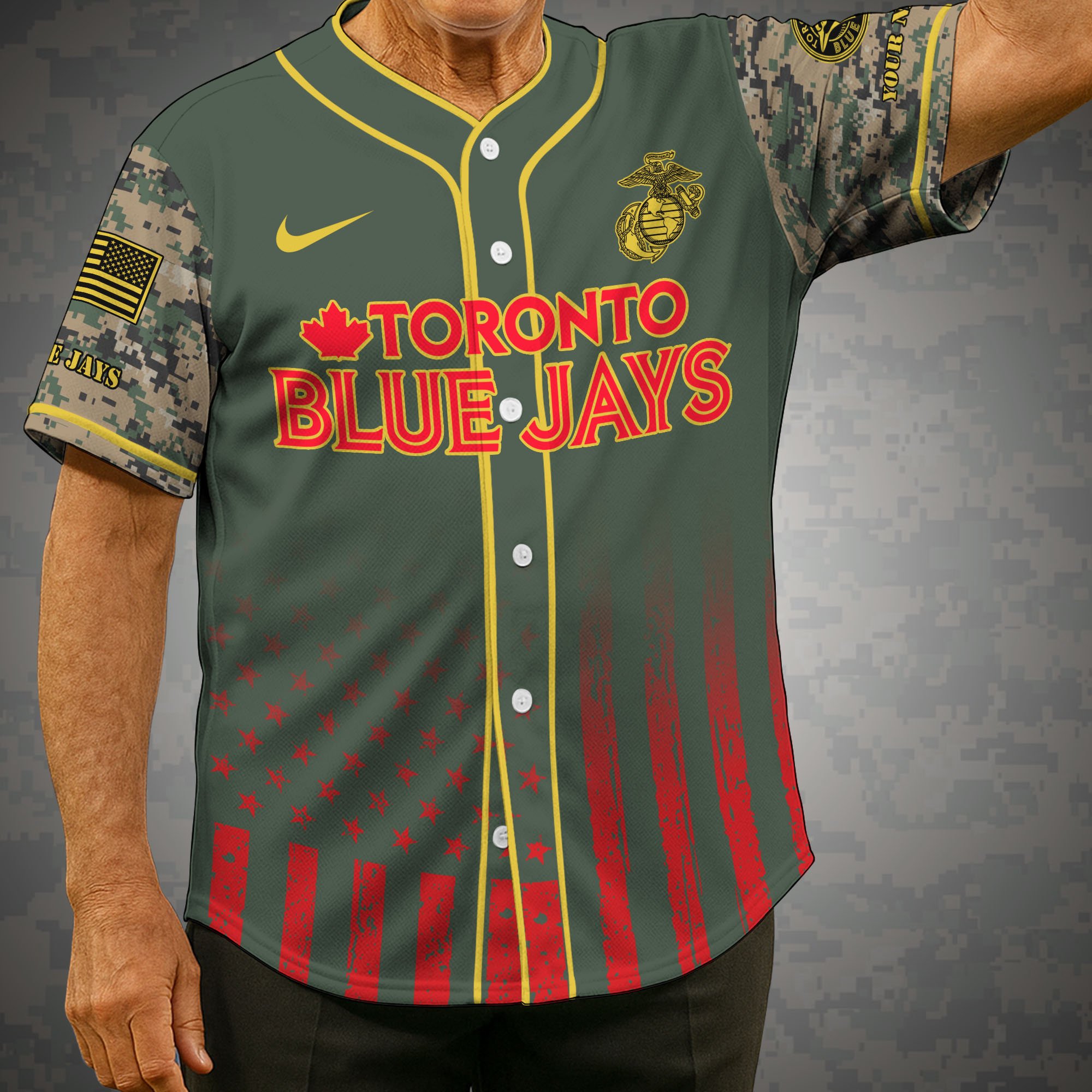 Toronto Blue Jays Baseball Shirt X US Marine Corps Military Appreciation Night Jersey Editions Limited 2025 Custom Name, Sport Shirt, Sport Gifts