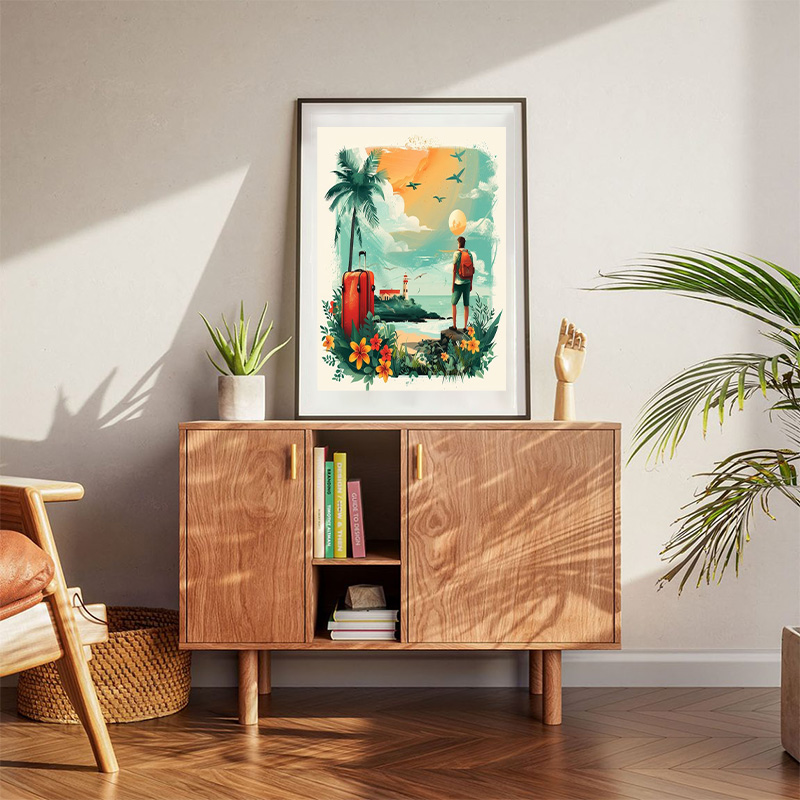 Traveler Gazing At Tropical Landscape Poster