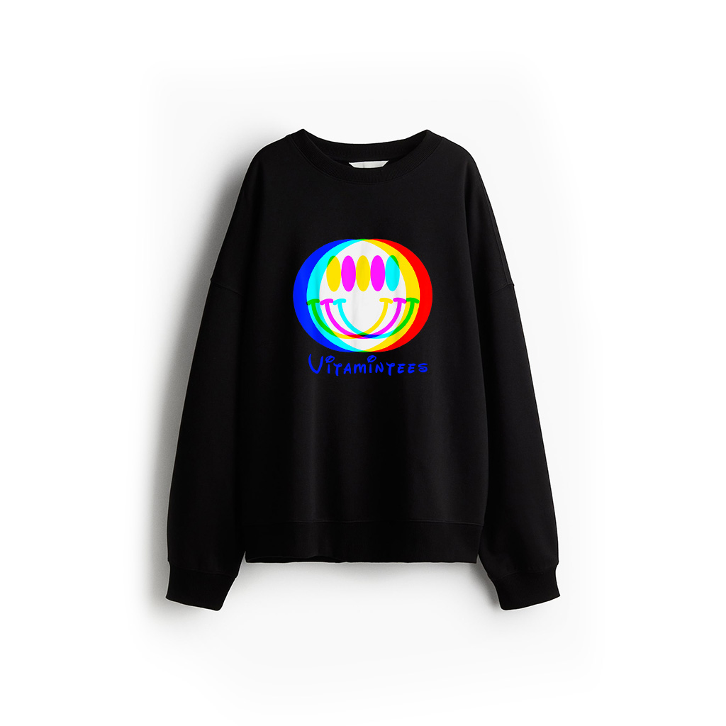 Trendy Happy Face Retro Groovy Smile Face Sweatshirt