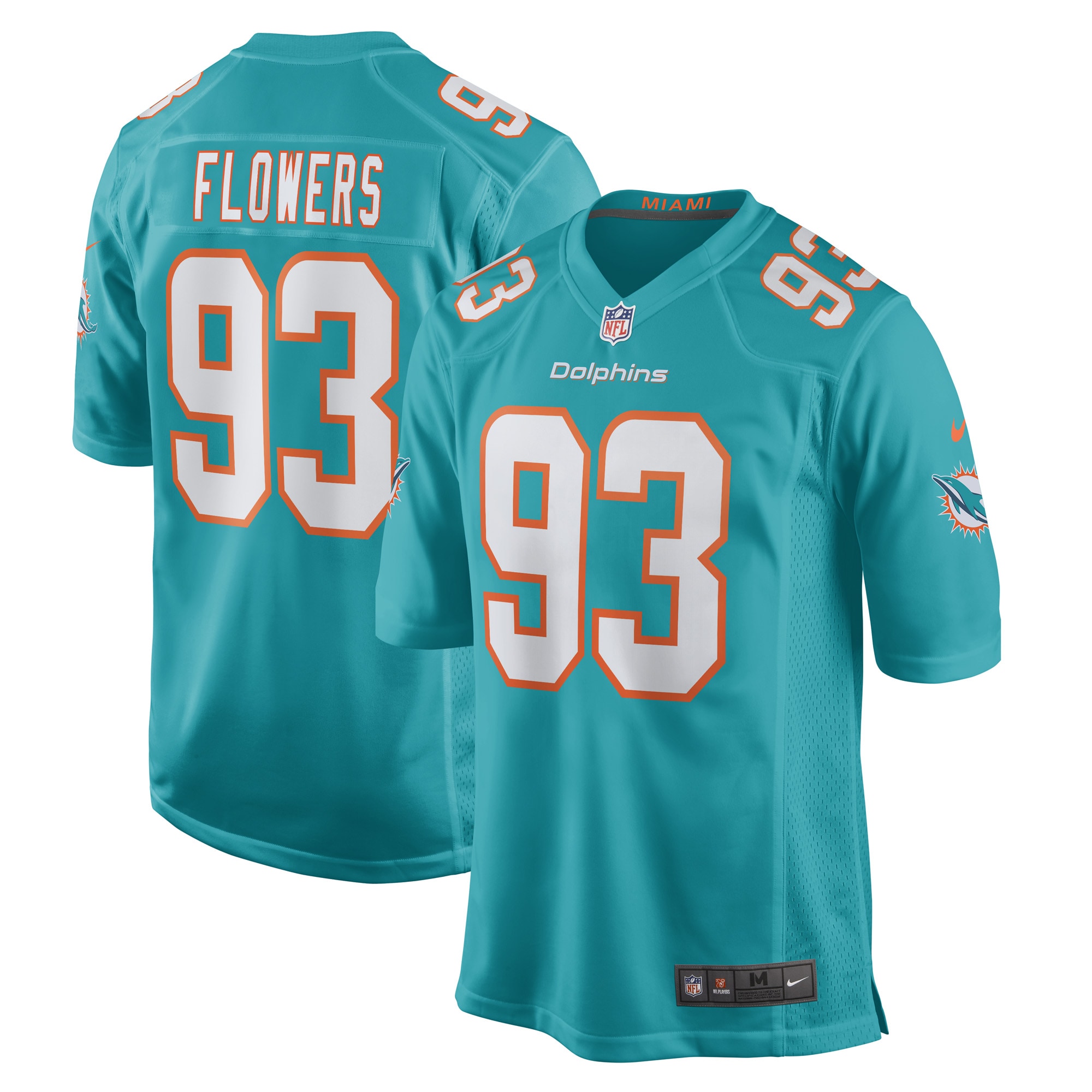 Trey Flowers Miami Dolphins Nike Game Player Jersey   Aqua