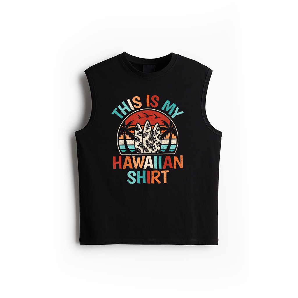 Tropical Hawaii Palm Tree Surfing Retro This Is My Hawaiian Tank Top