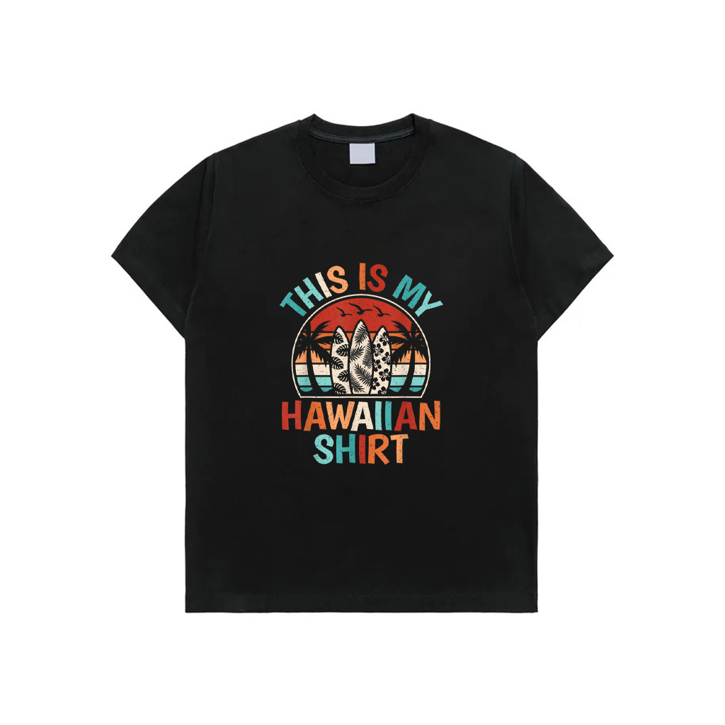 Tropical Hawaii Palm Tree Surfing Retro This Is My Hawaiian T-Shirt