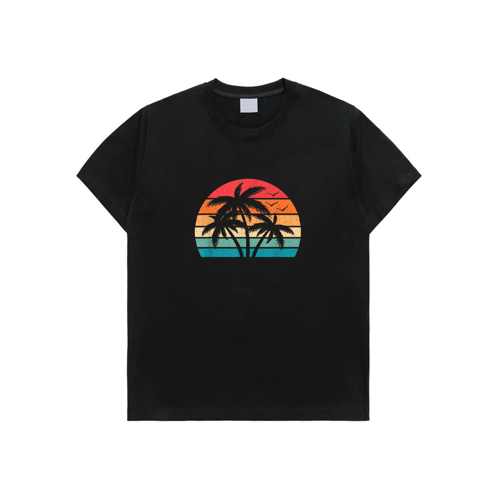 Tropical Hawaiian Retro Palm Tree Sunset Hawaii Beach T-Shirt