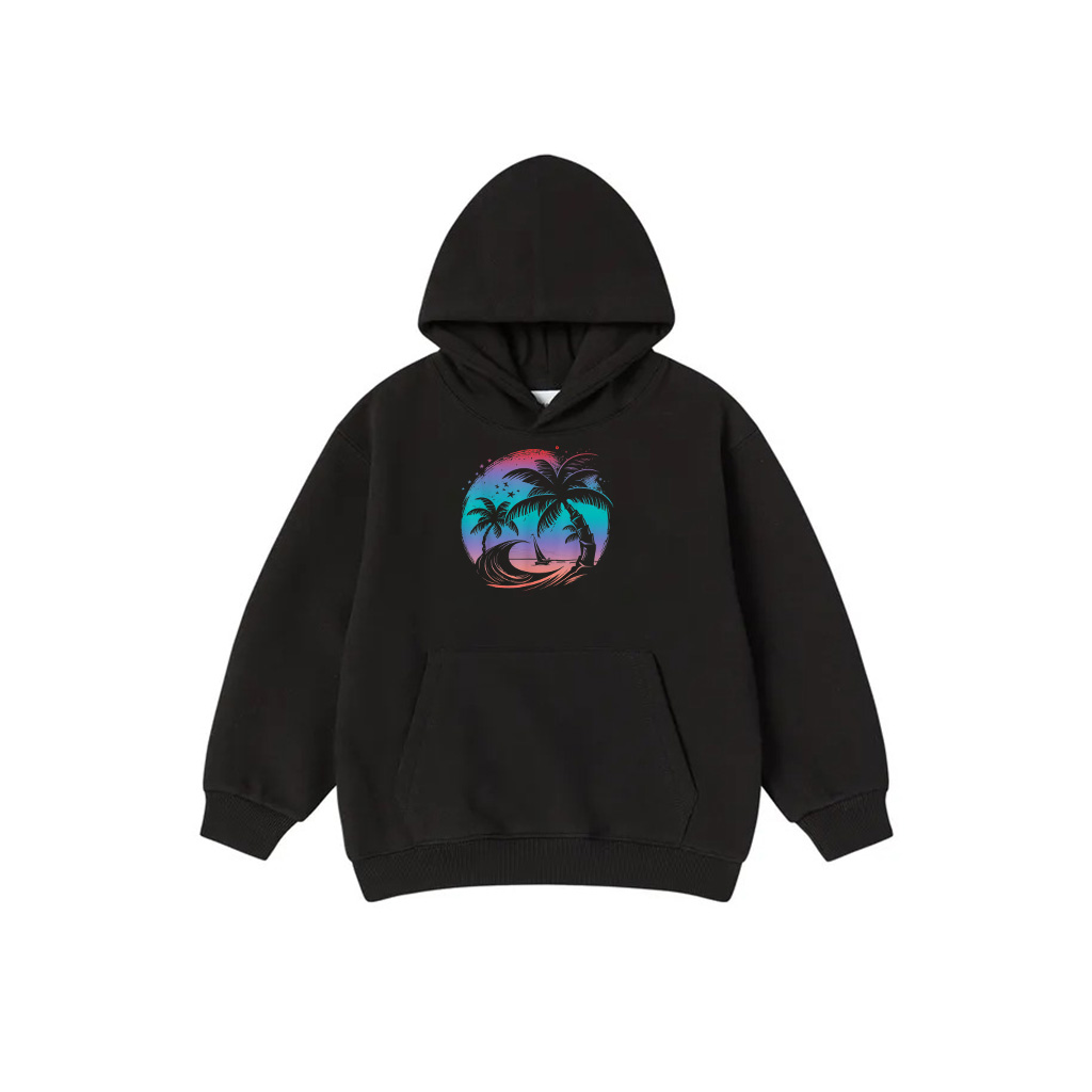 Tropical Palm Trees With Sailboat Beach Island Sunset Hoodie