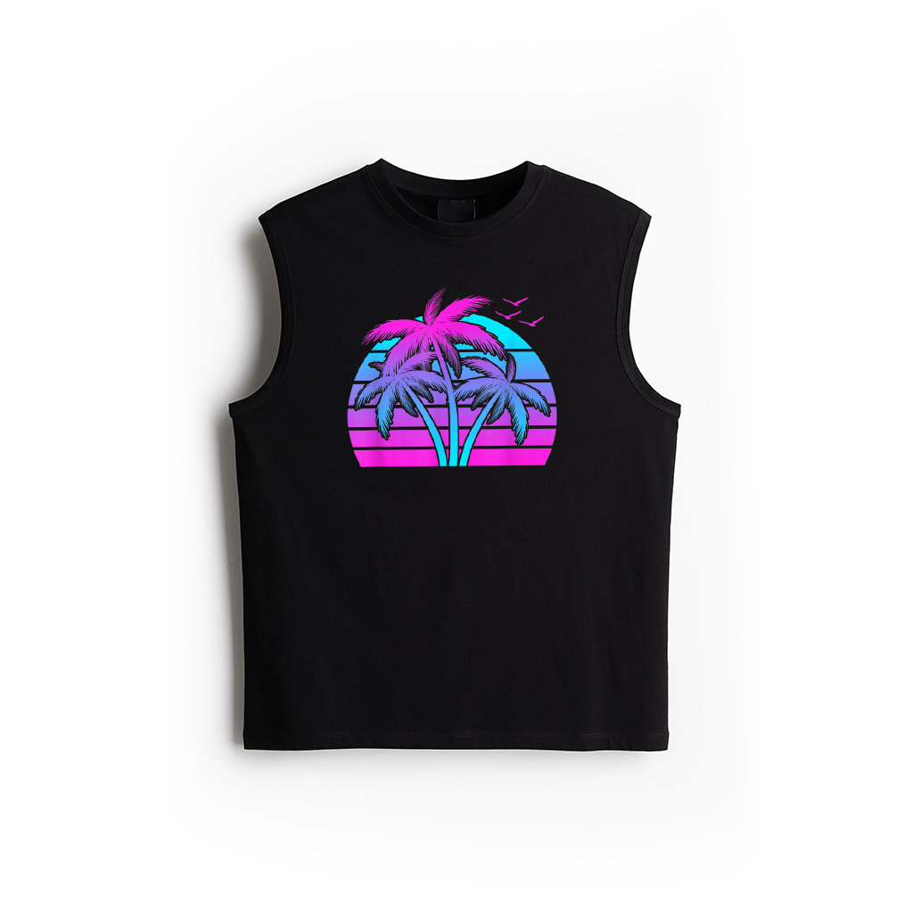 Tropical Vaporwave Hawaiian Palm Tree Hawaii Beach EDM Tank Top