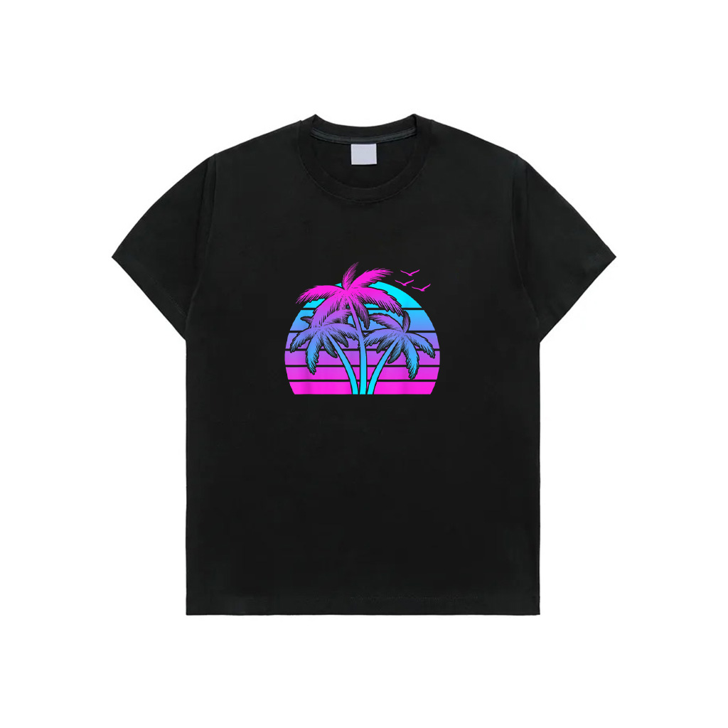 Tropical Vaporwave Hawaiian Palm Tree Hawaii Beach EDM T-Shirt