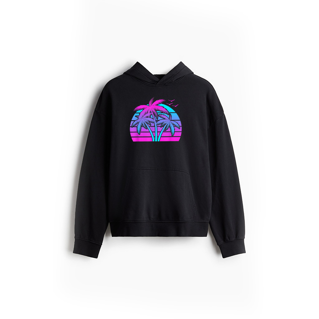 Tropical Vaporwave Hawaiian Palm Tree Hawaii Beach EDM Hoodie