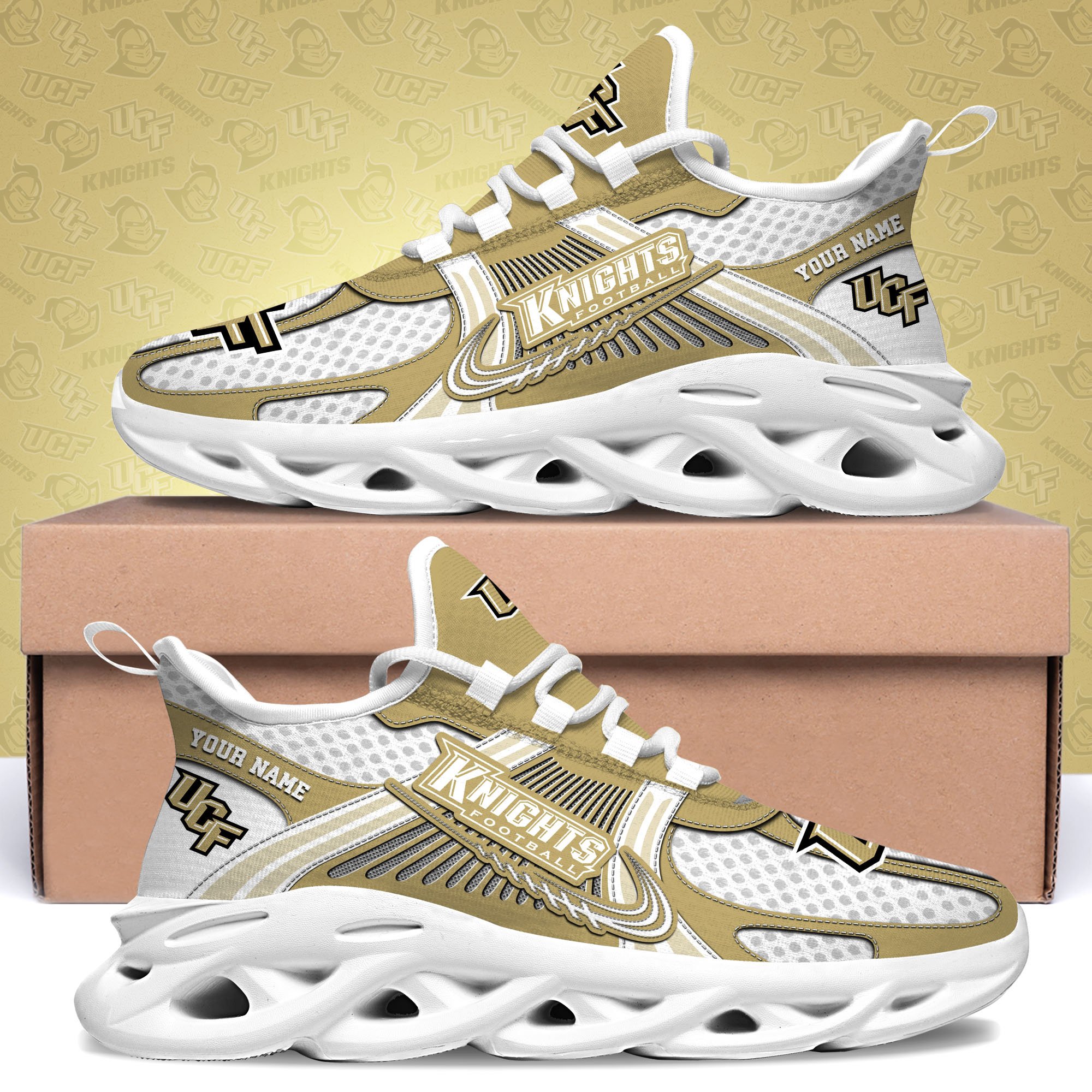 UCF Knights Clunky Sneakers Custom Your Name, Sport Sneakers, Sport Gifts For Fan, Gifts For Him