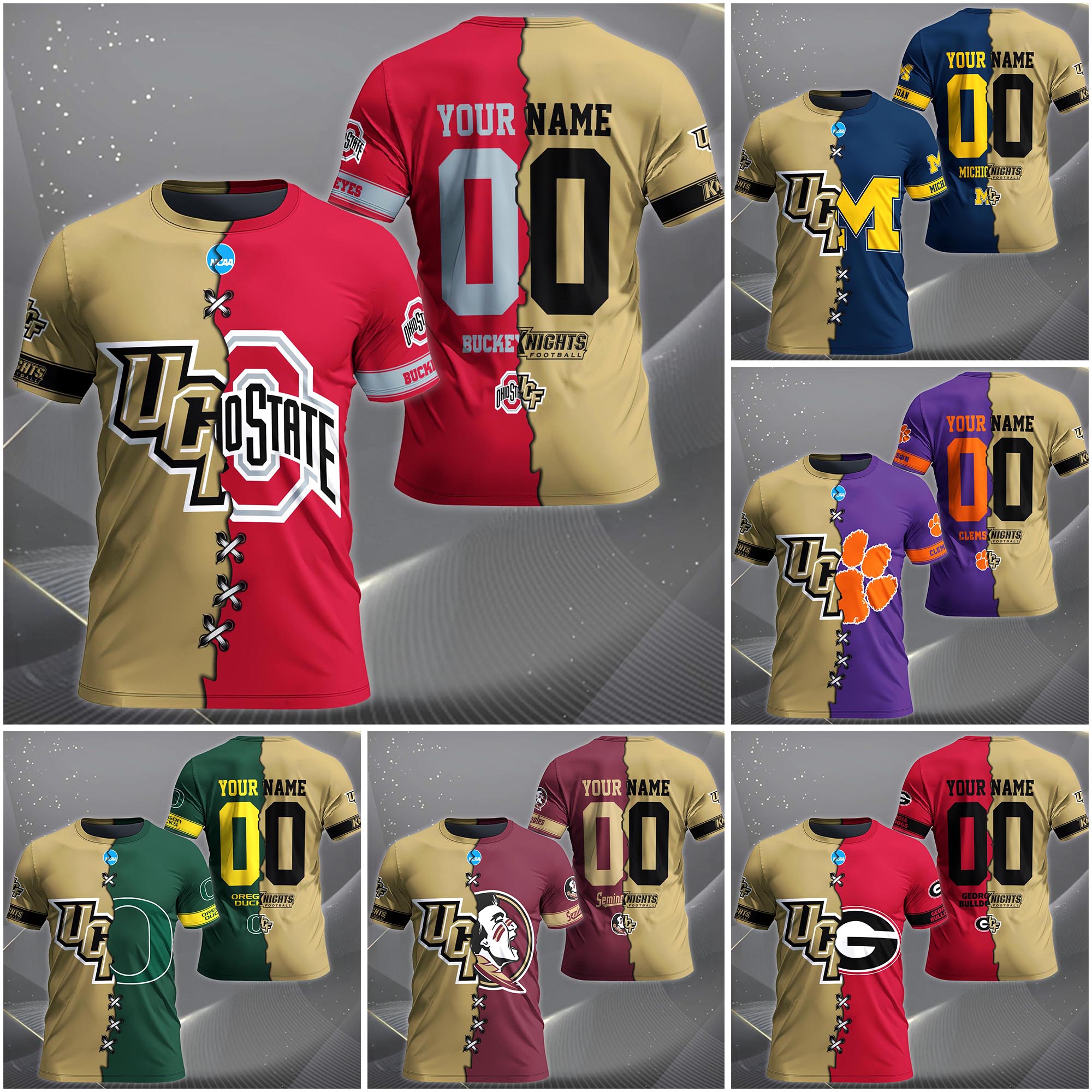 UCF Knights House Divided T-Shirt Custom Name 2025 Version, Year And Team, Sport Shirts For Fan