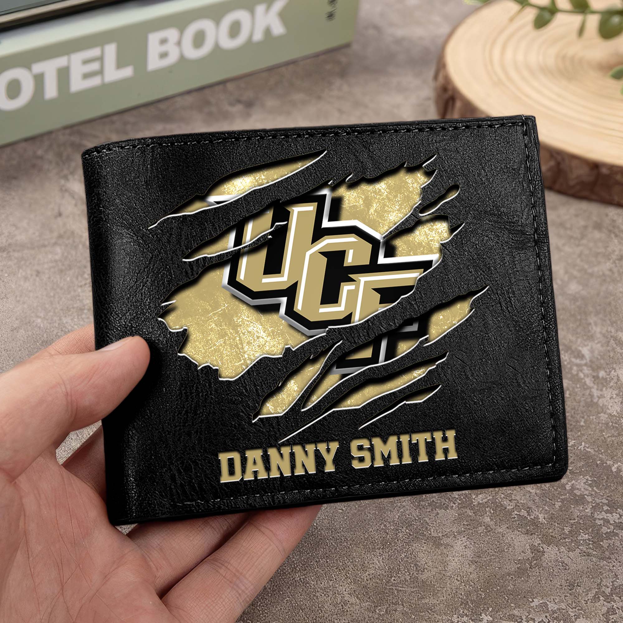 UCF Knights Men Wallet Custom Your Name, Football Team Men Wallet For Fans, Gifts For Football Lovers