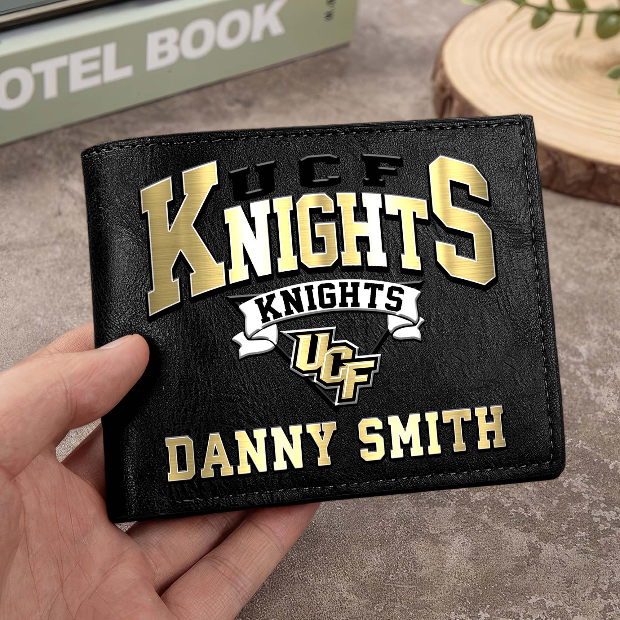 UCF Knights Men Wallet Custom Your Name, Football Team Men Wallet For Fans, Gifts For Football Lovers