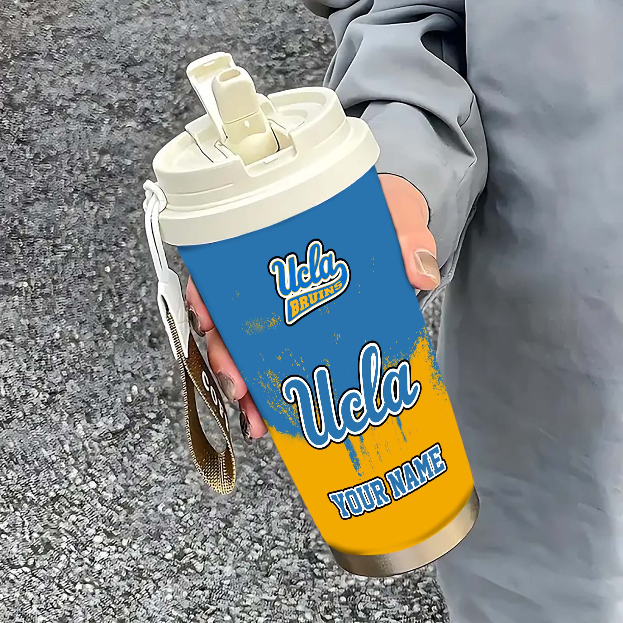 UCLA Bruins Insulated Coffee Mug With Straw And Lid, Portable Coffee Travel Mug For Car, Fan Gifts