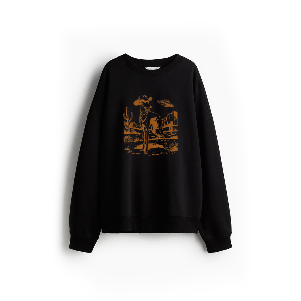 UFO Greyhound Western Alien Vintage 90S Whippet Cowboy Dog Sweatshirt 21-07-2025