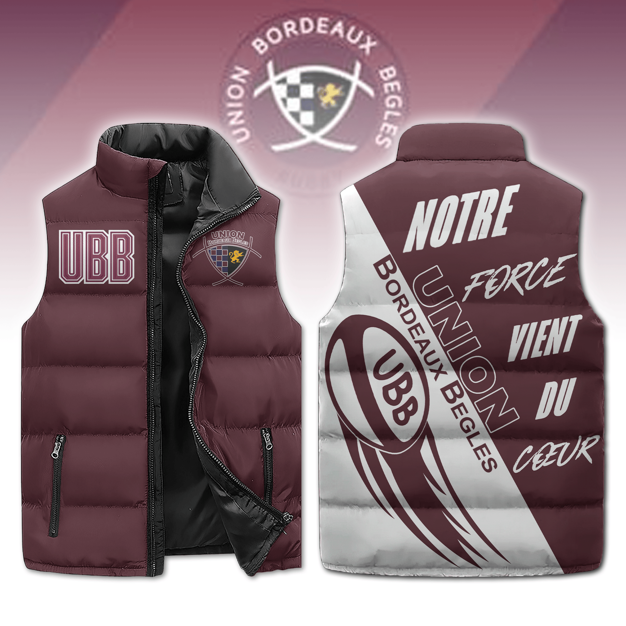 Union Bordeaux Bgles Sleeveless Puffer Jacket