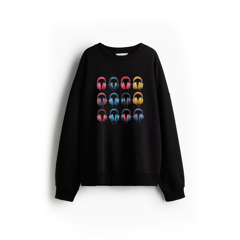 Urban Hip Hop DJ Retro Vintage Headphone Graphic Sweatshirt