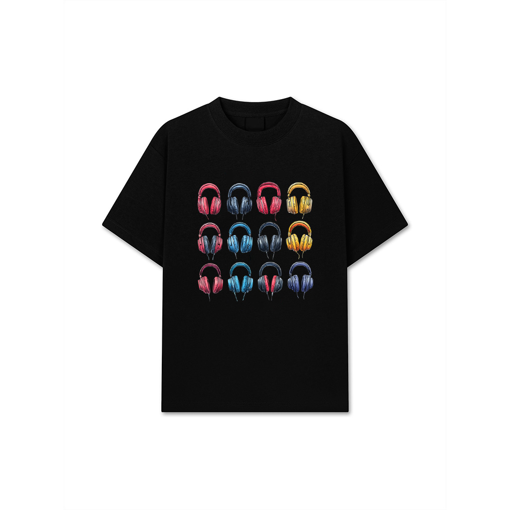 Urban Hip Hop DJ Retro Vintage Headphone Graphic T-Shirt