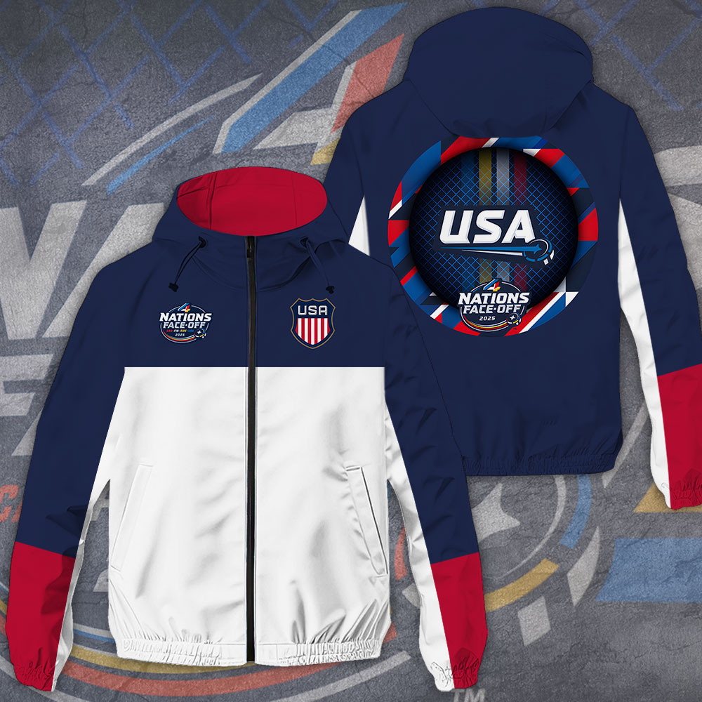 USA 2025 4 Nations Face Off Style Windbreaker Jacket For Fans