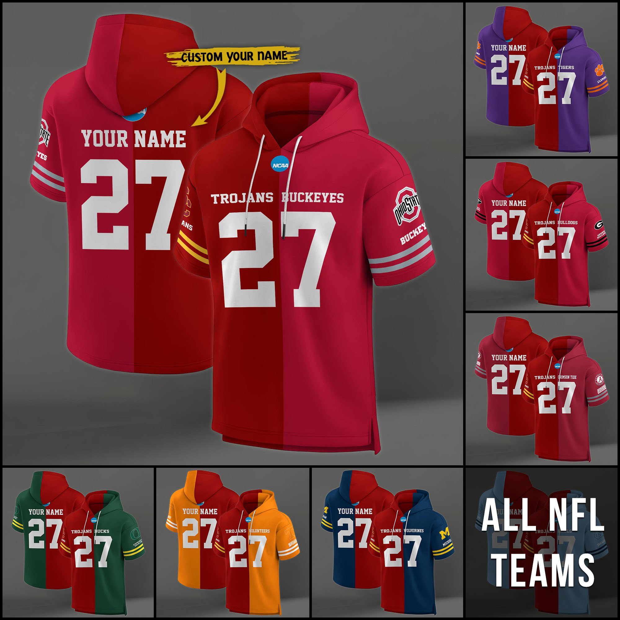 USC Trojans House Divided Hoodie Custom Name, Number And Team, Hoodie For Football Fans