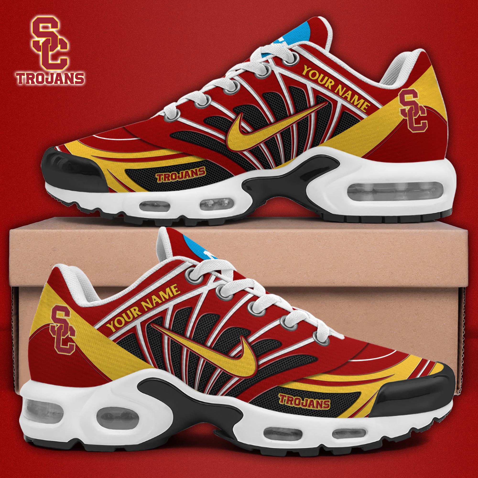 USC Trojans TN Shoes 2025 Version Custom Name, Sport Shoes For Fan, Fan Gifts