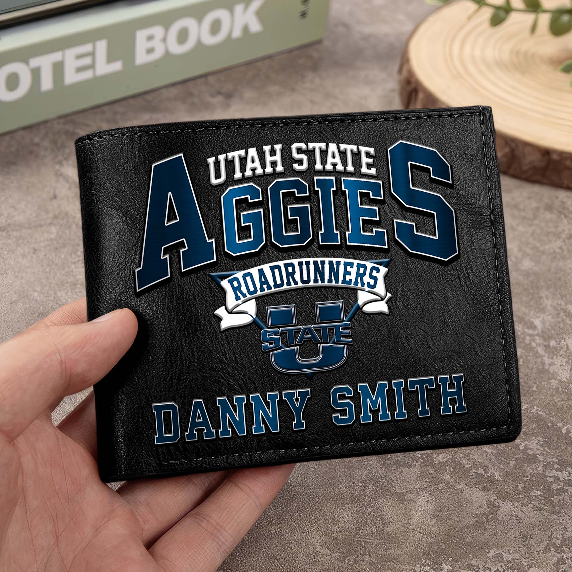 Utah State Aggies Men Wallet Custom Your Name, Football Team Men Wallet For Fans, Gifts For Football Lovers