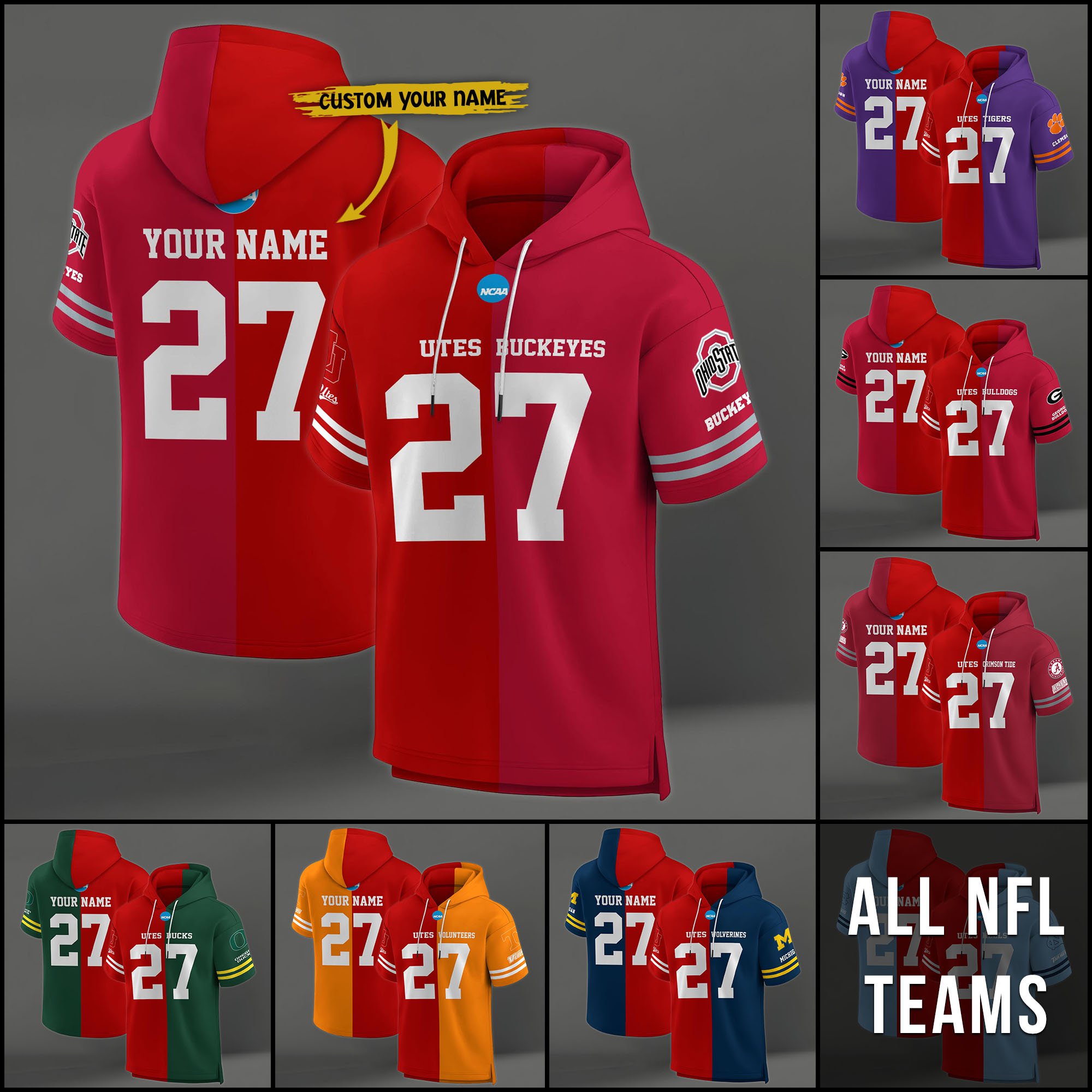 Utah Utes House Divided Hoodie Custom Name, Number And Team, Hoodie For Football Fans