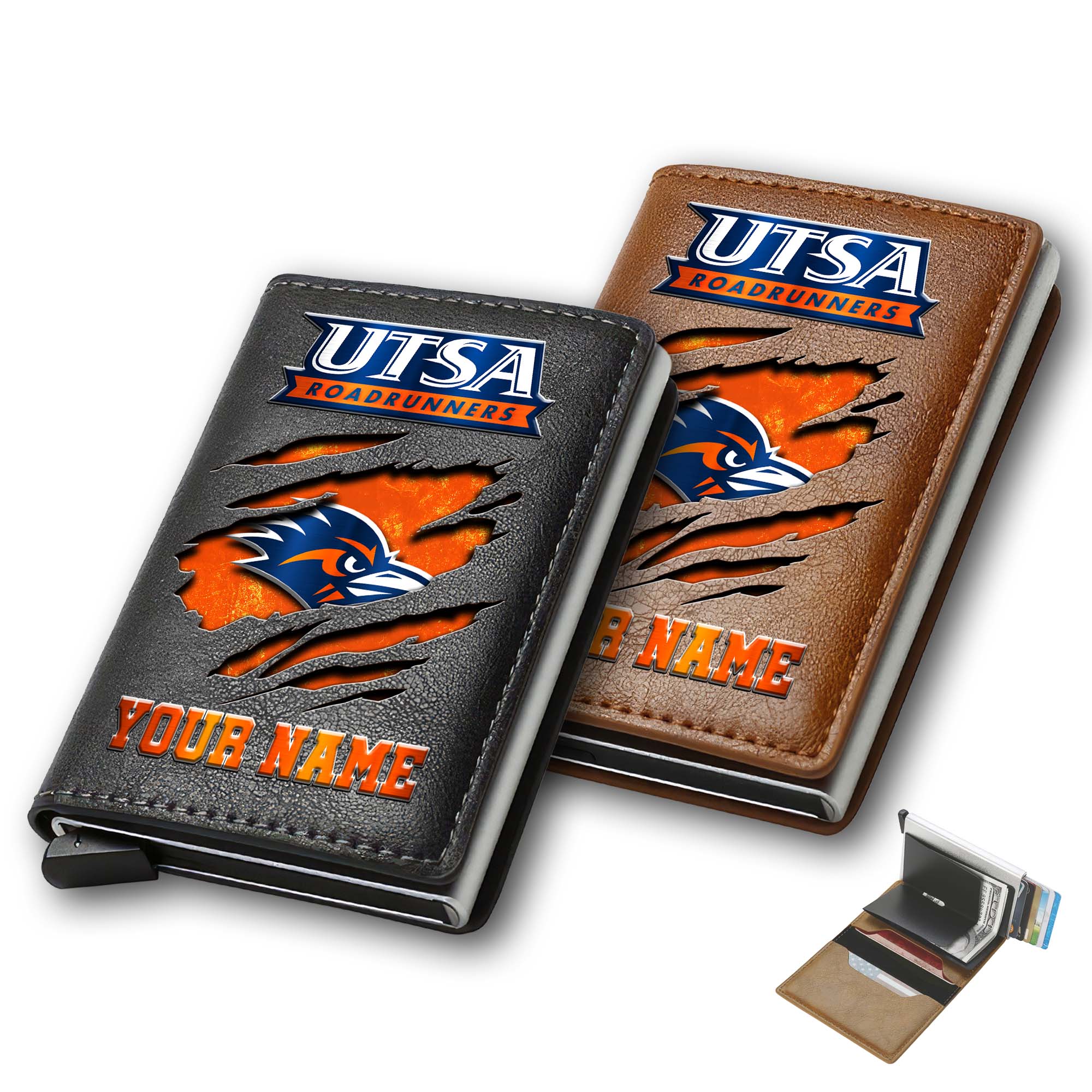 UTSA Roadrunners Men Wallet Custom Your Name, Football Team Men Wallet For Fans, Gifts For Football Lovers