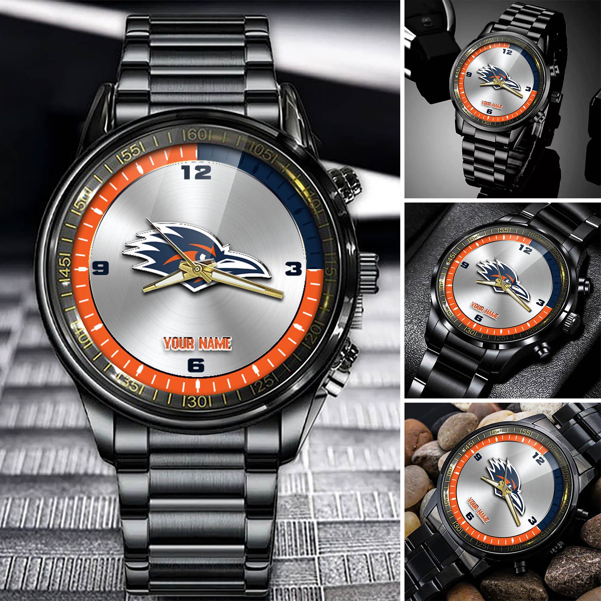 UTSA Roadrunners Team Black Fashion Watch 2025 Version Personalized Your Name, Watch For Fan , Football League Gifts 