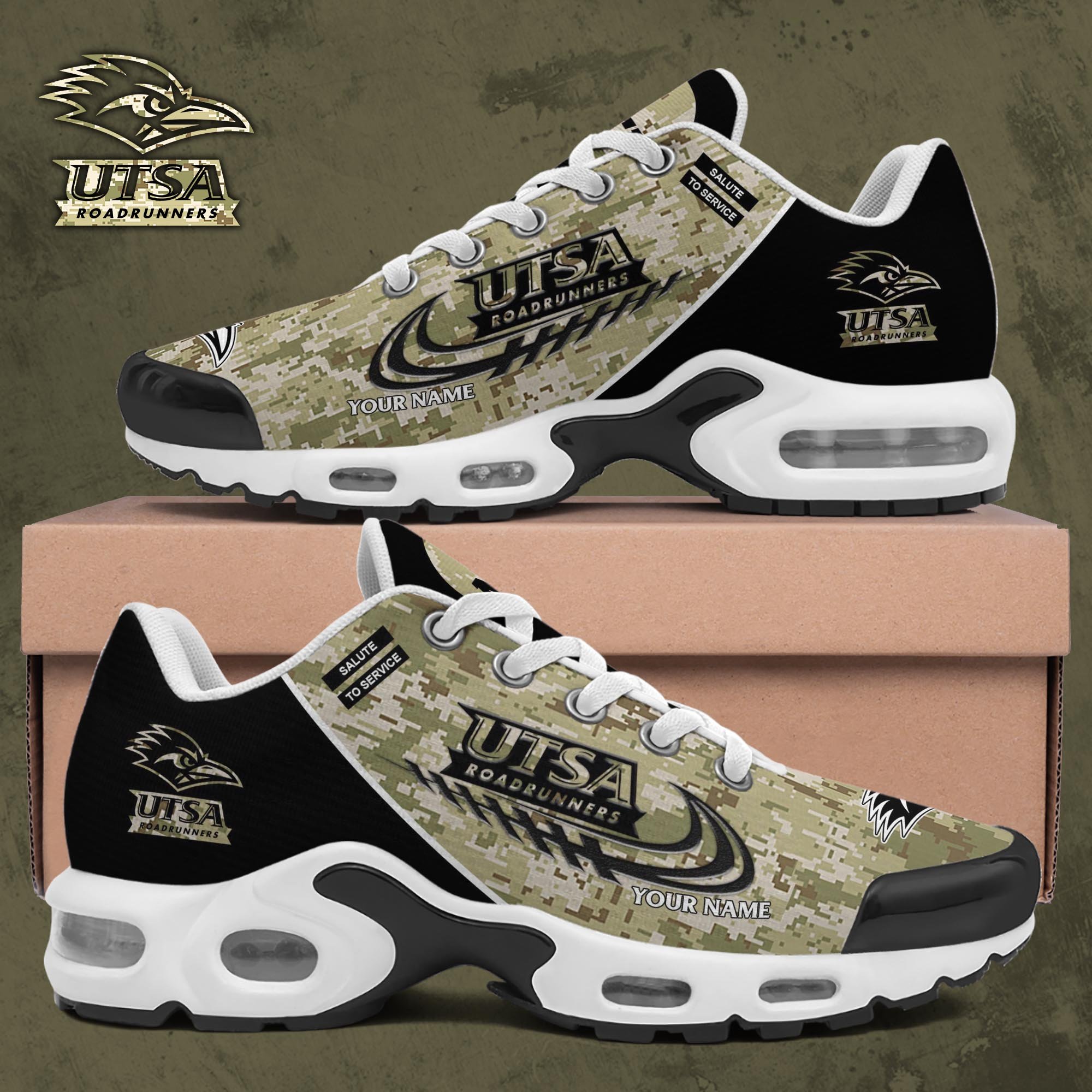 UTSA Roadrunners TN Shoes 2025 Version Custom Name, Camouflage Shoes, Gifts For Football Lovers