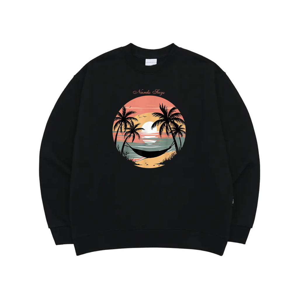 Vacation Smile Tropical Sunset Palm Trees Hammock Sweatshirt