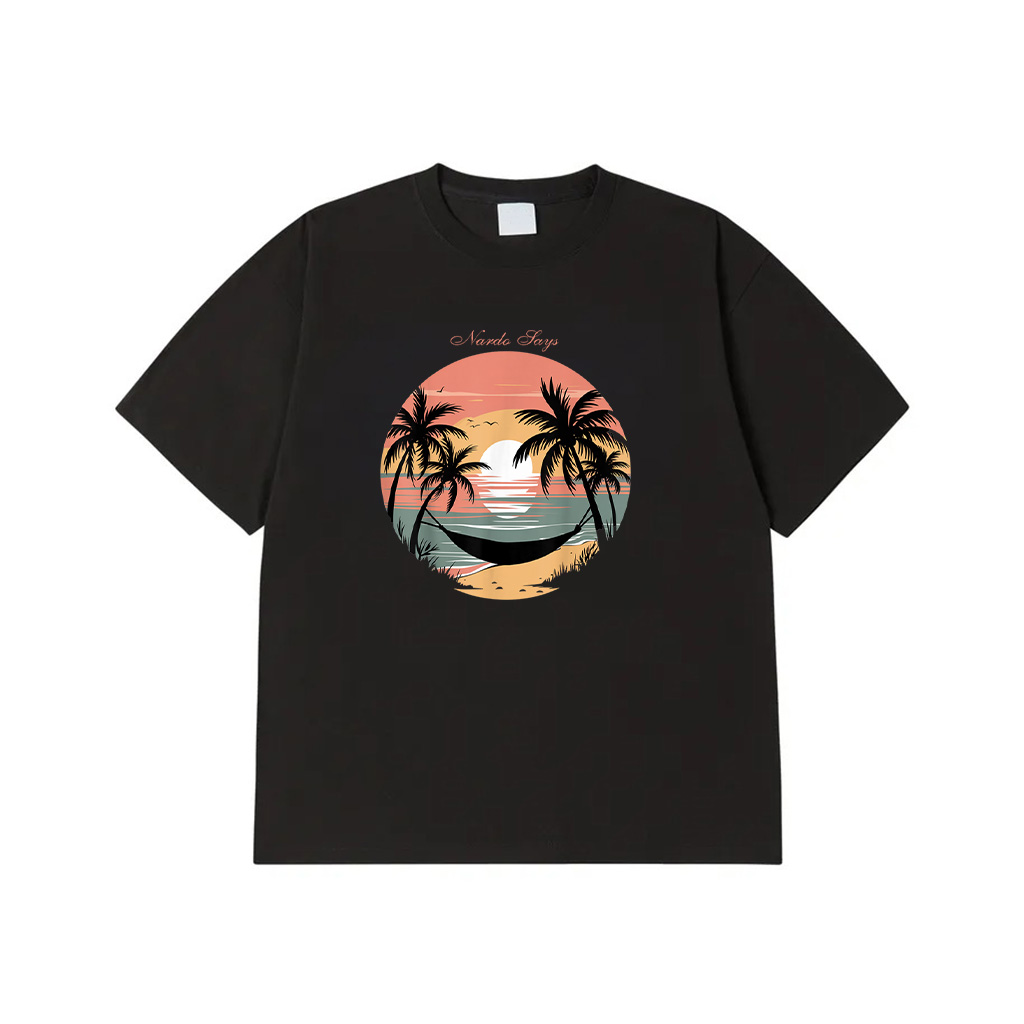 Vacation Smile Tropical Sunset Palm Trees Hammock T-Shirt