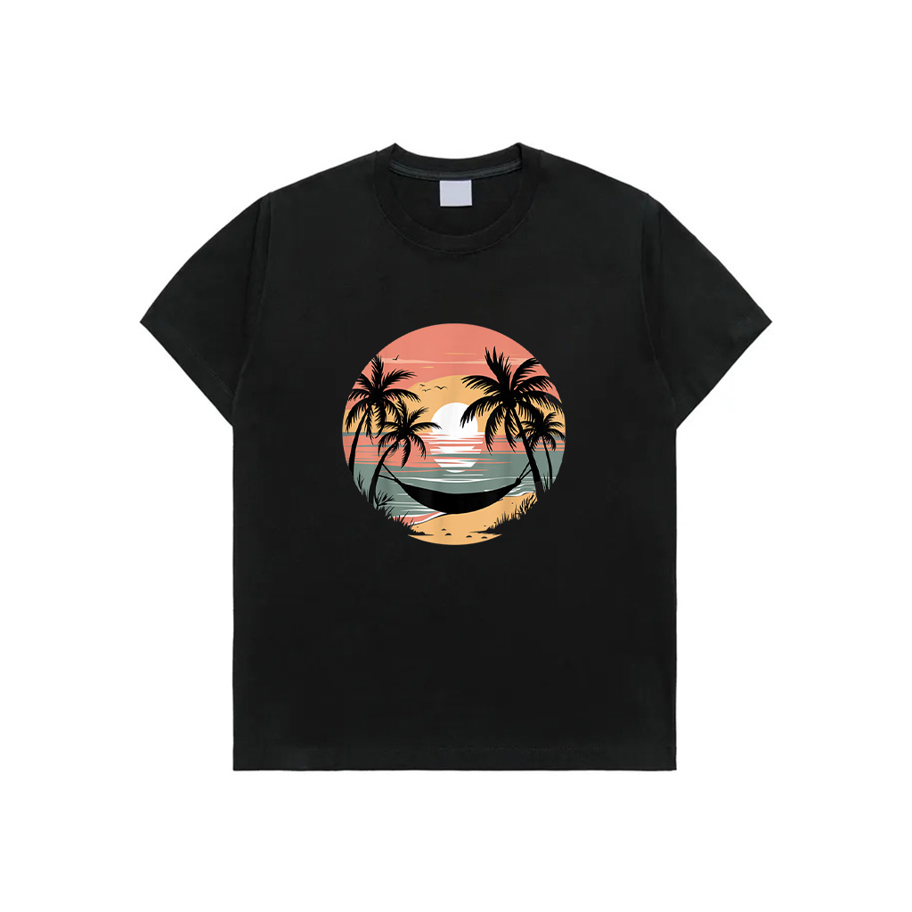 Vacation Smile Tropical Sunset Palm Trees Hammock T-Shirt
