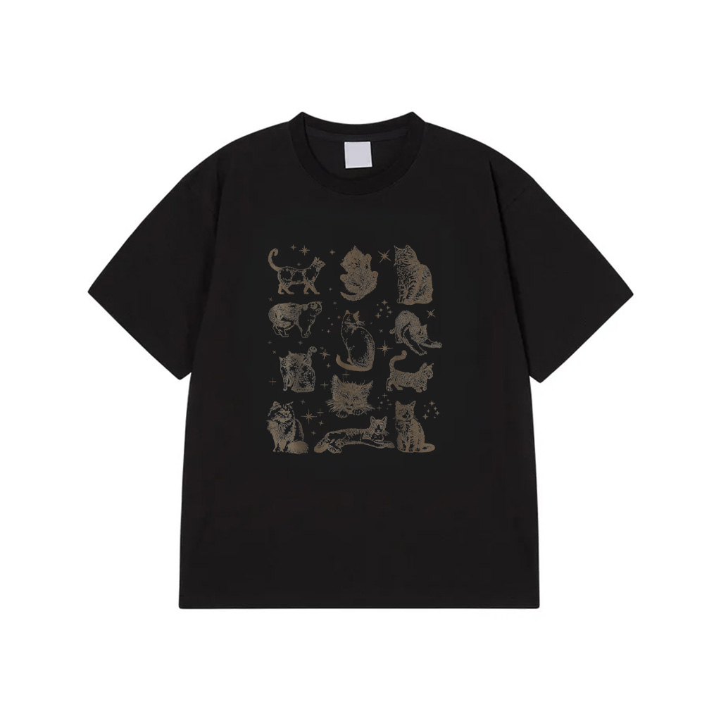 Vintage 90S Tattoo Retro Cats In Space T-Shirt