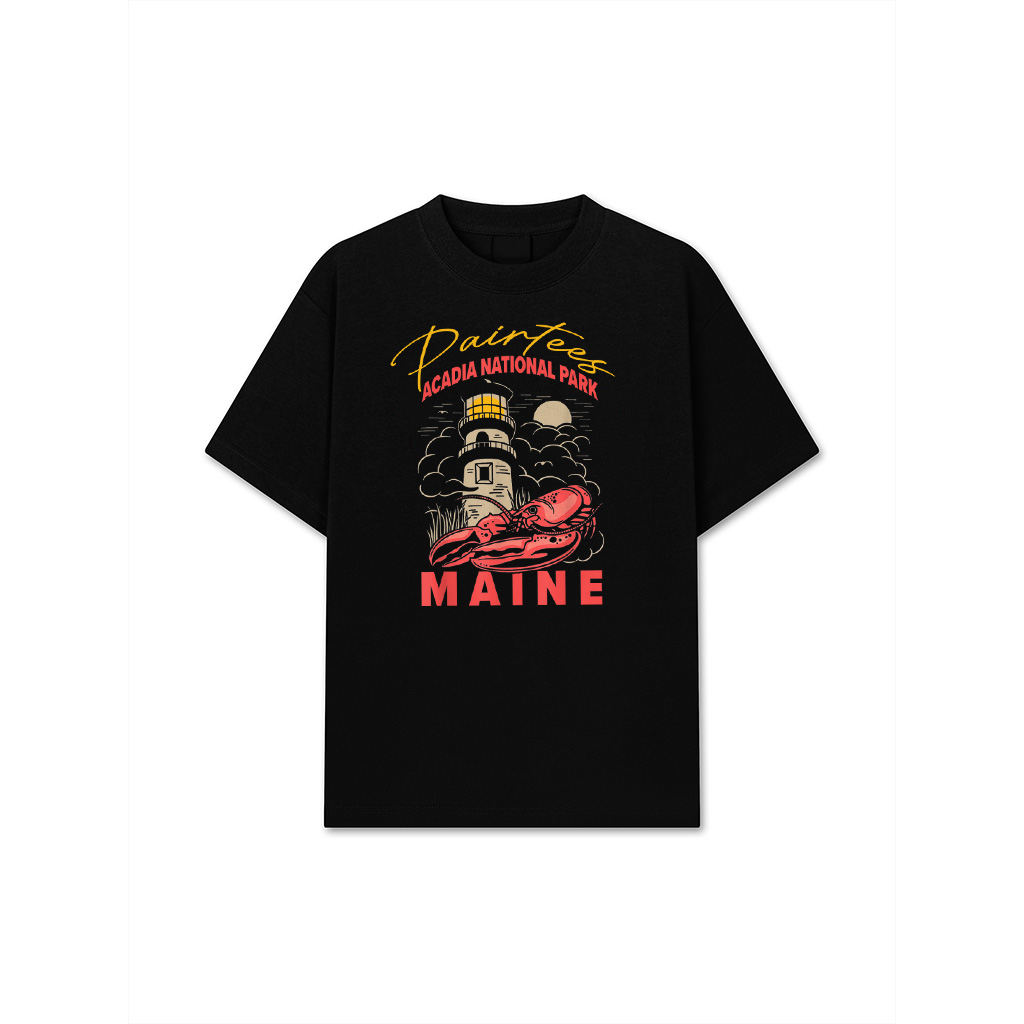Vintage Acadia National Park Maine Lobster And Lighthouse T-Shirt