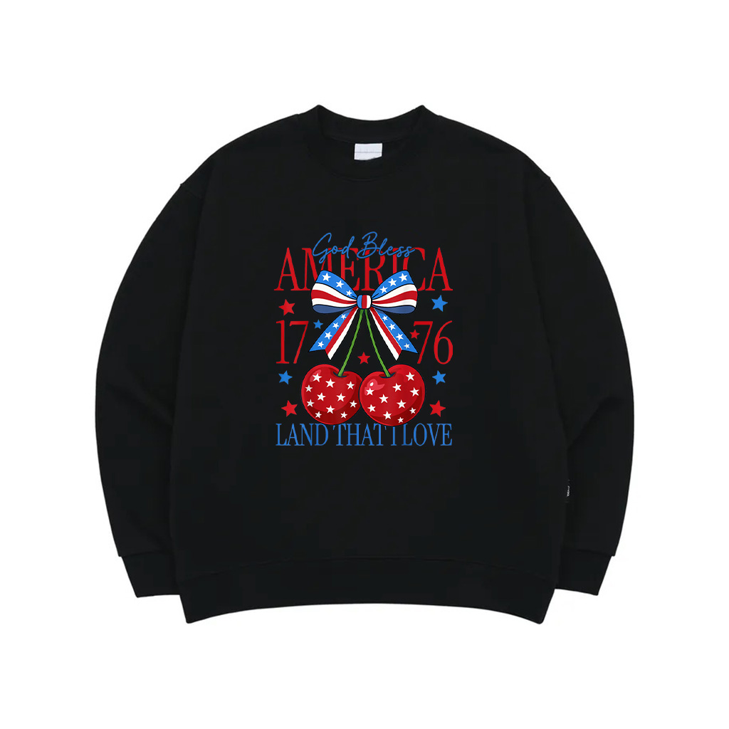 Vintage America Cherries Cherry Coquette Bow Trendy July 4Th Sweatshirt