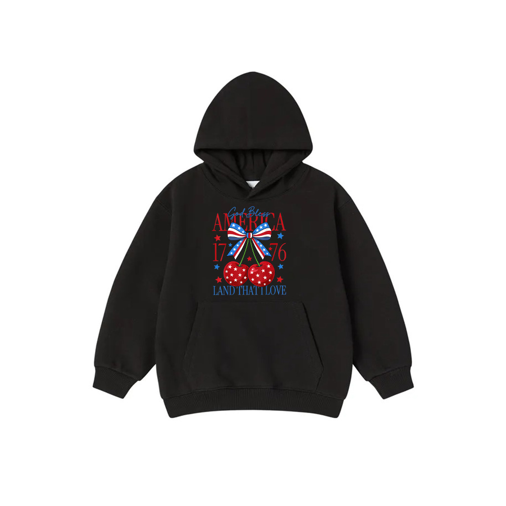 Vintage America Cherries Cherry Coquette Bow Trendy July 4Th Hoodie