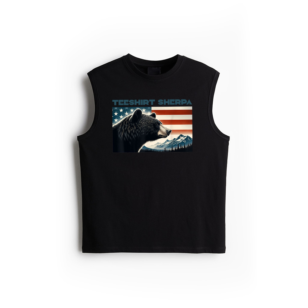 Vintage American Flag Black Bear Lovers 4Th Of July Tank Top