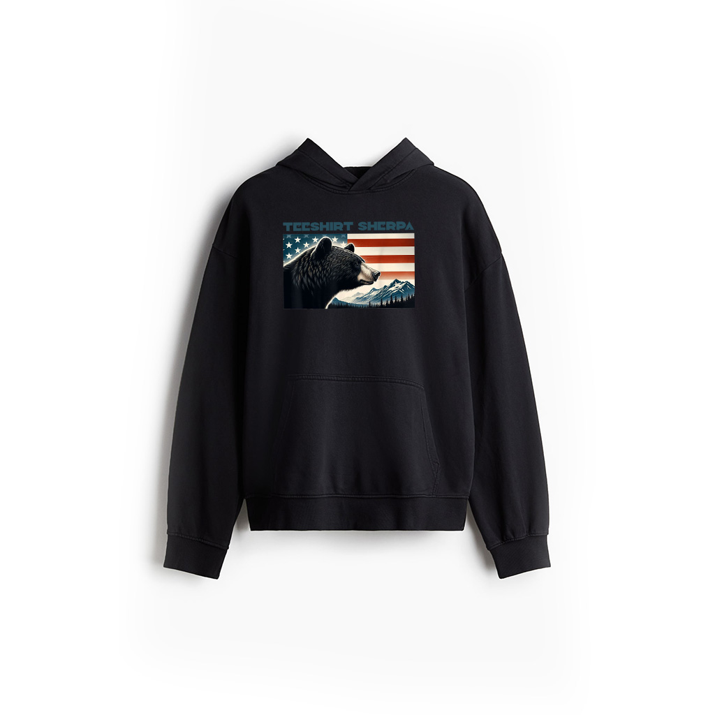 Vintage American Flag Black Bear Lovers 4Th Of July Hoodie