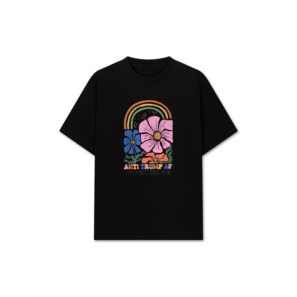 Vintage Anti Trump Floral Boho Tee Resist Persist Prevail T-Shirt
