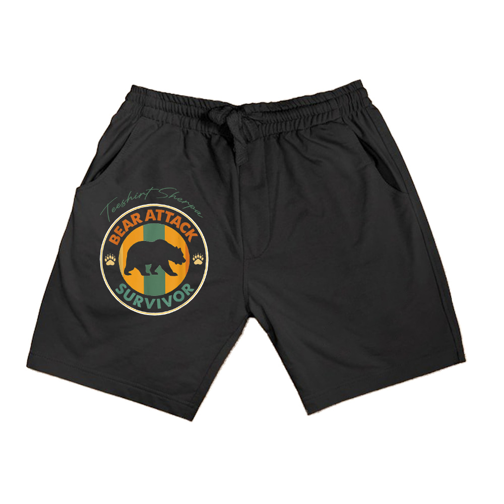 Vintage Bear Survivor Humor Biker Hiker Mountain Shorts