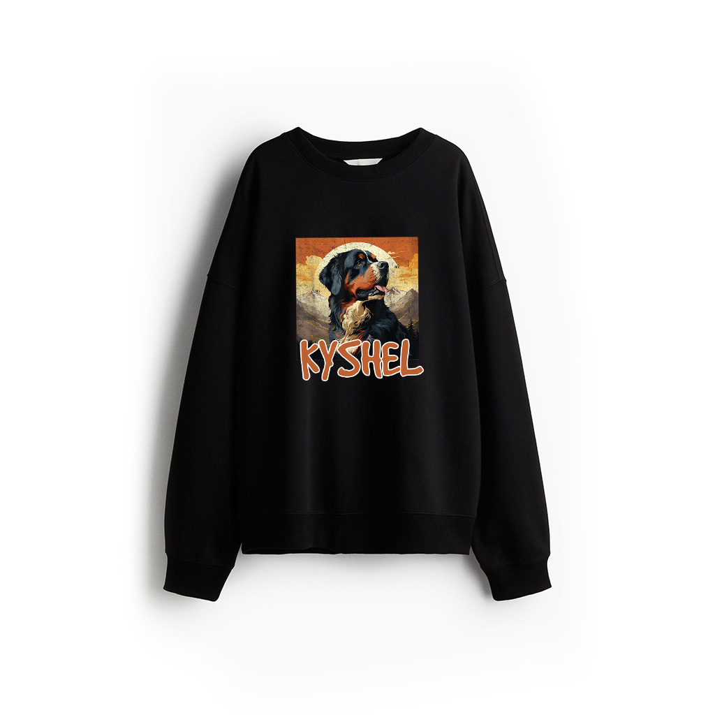 Vintage Bernese Mountain Dog Distressed Mountain Sunset Sweatshirt
