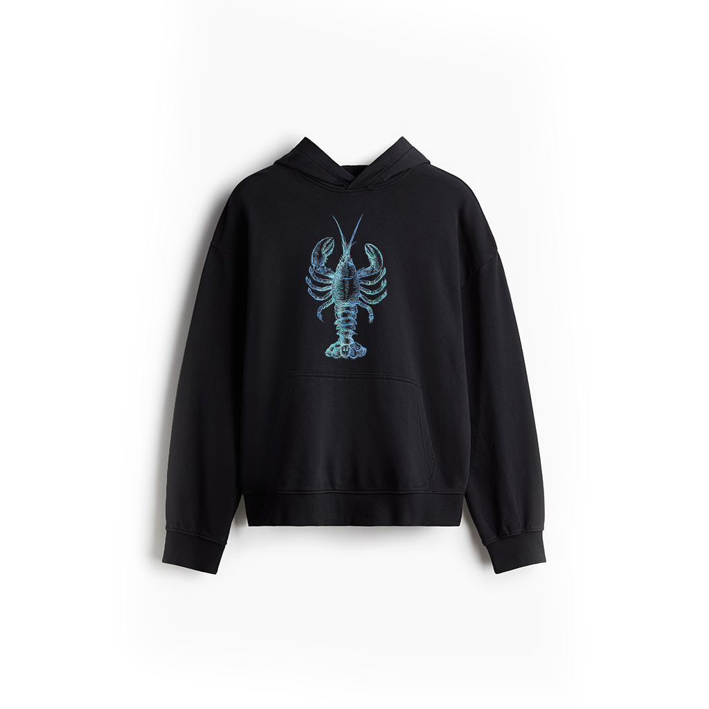 Vintage Blue Lobster Watercolor Illustration Cool Beach Hoodie