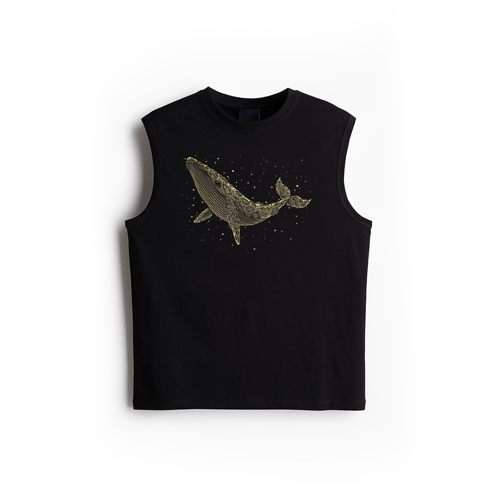 Vintage Blue Whale Moon In The Scean Of Stars Tank Top