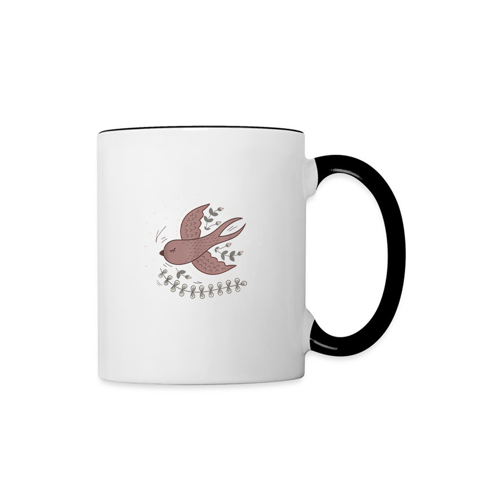 Vintage Boho Swallow Bird With Floral Folk Art Aesthetic Mug