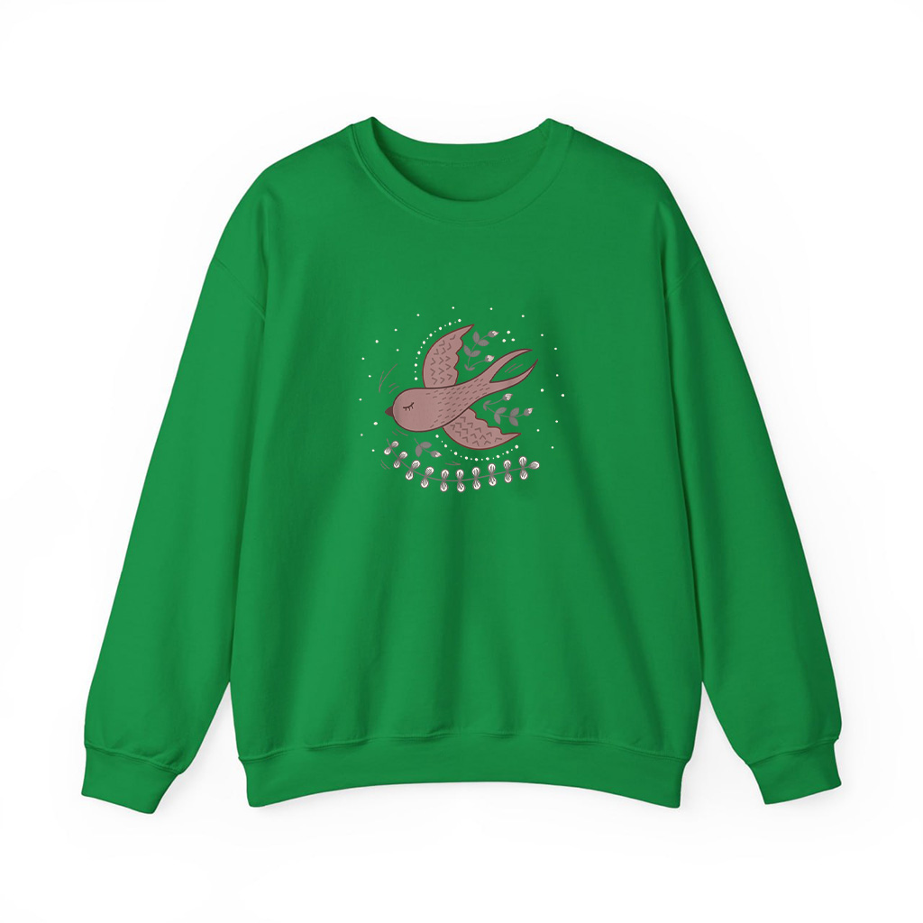 Vintage Boho Swallow Bird With Floral Folk Art Aesthetic Sweatshirts