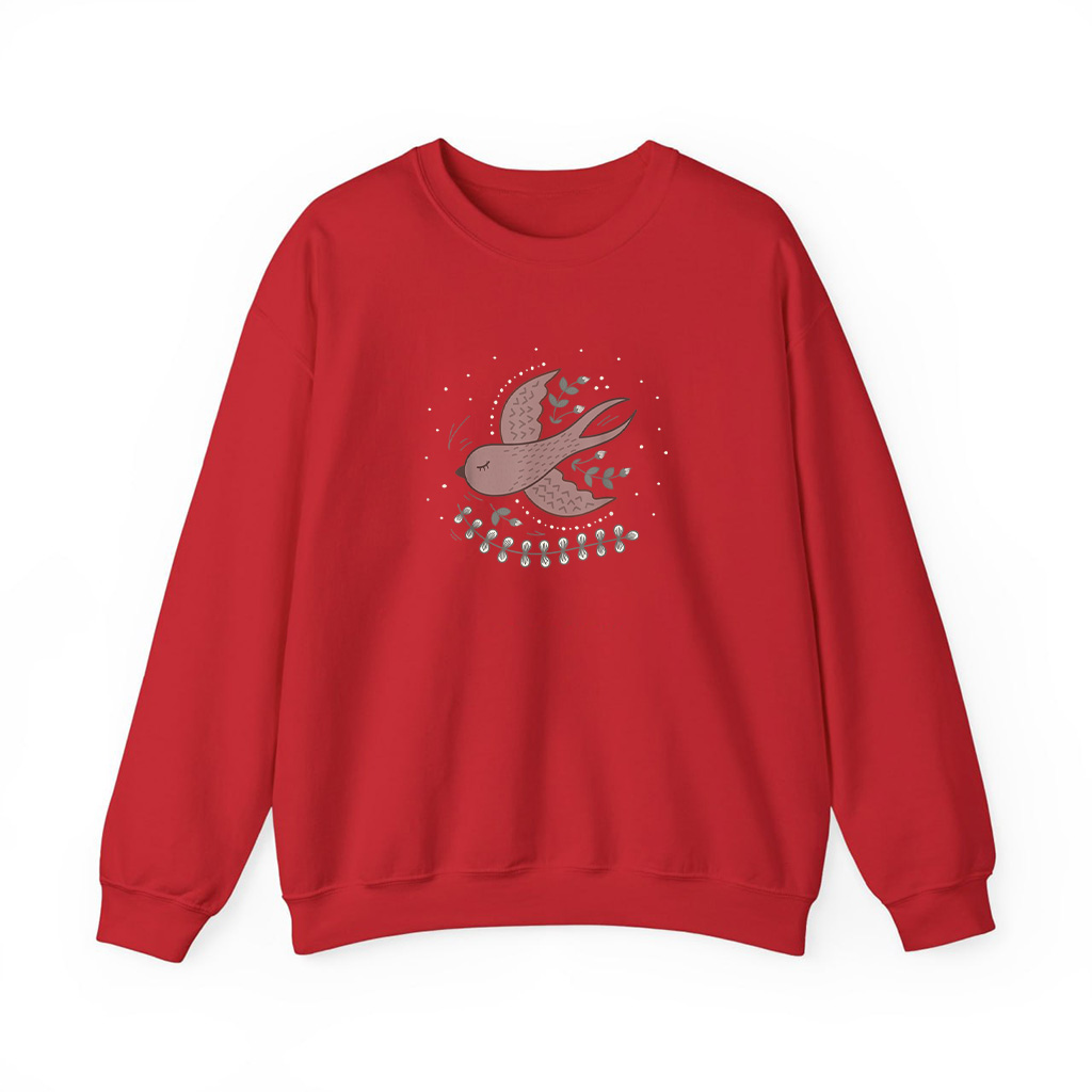Vintage Boho Swallow Bird With Floral Folk Art Aesthetic Sweatshirts