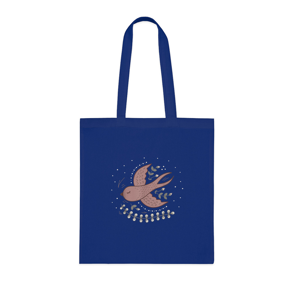 Vintage Boho Swallow Bird With Floral Folk Art Aesthetic Tote Bag