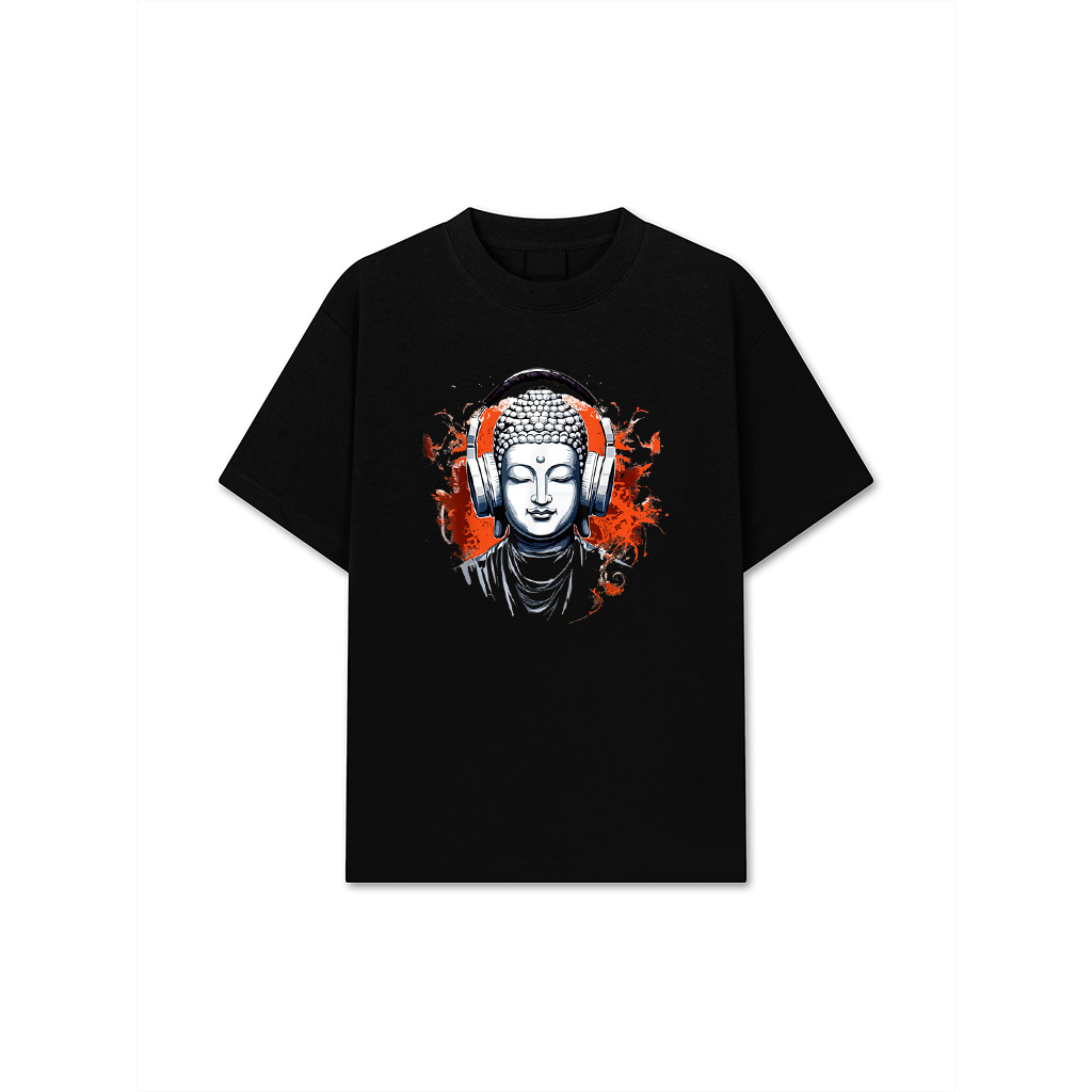 Vintage Buddha Wearing Headphones Music Producer Meditation T-Shirt
